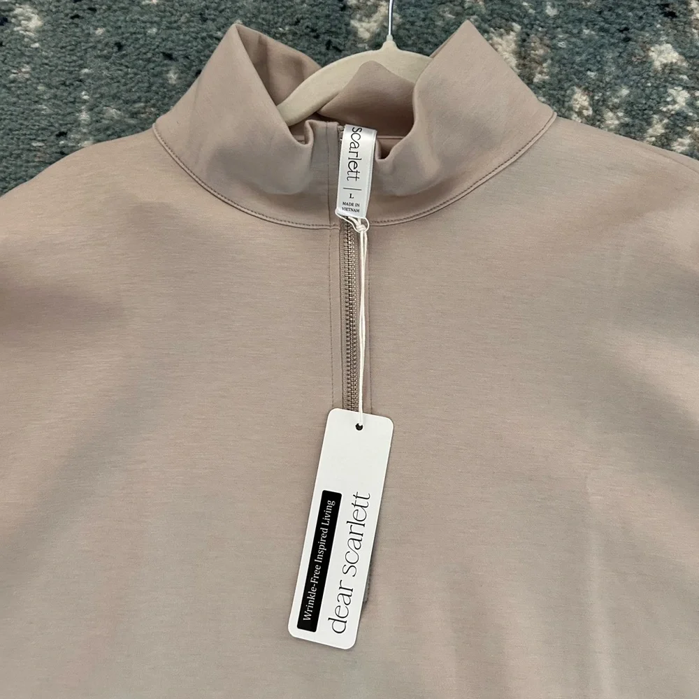 Dear Scarlett Taupe Mock-Neck Half Zip Travel Set - Picture 3 of 4